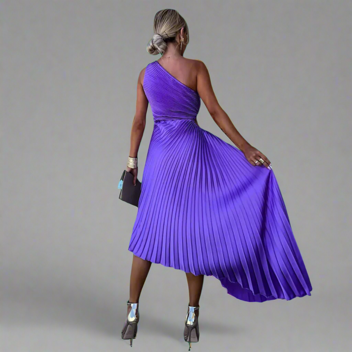 Drosmara | Midi Dress with Elegant Shoulder Freedom