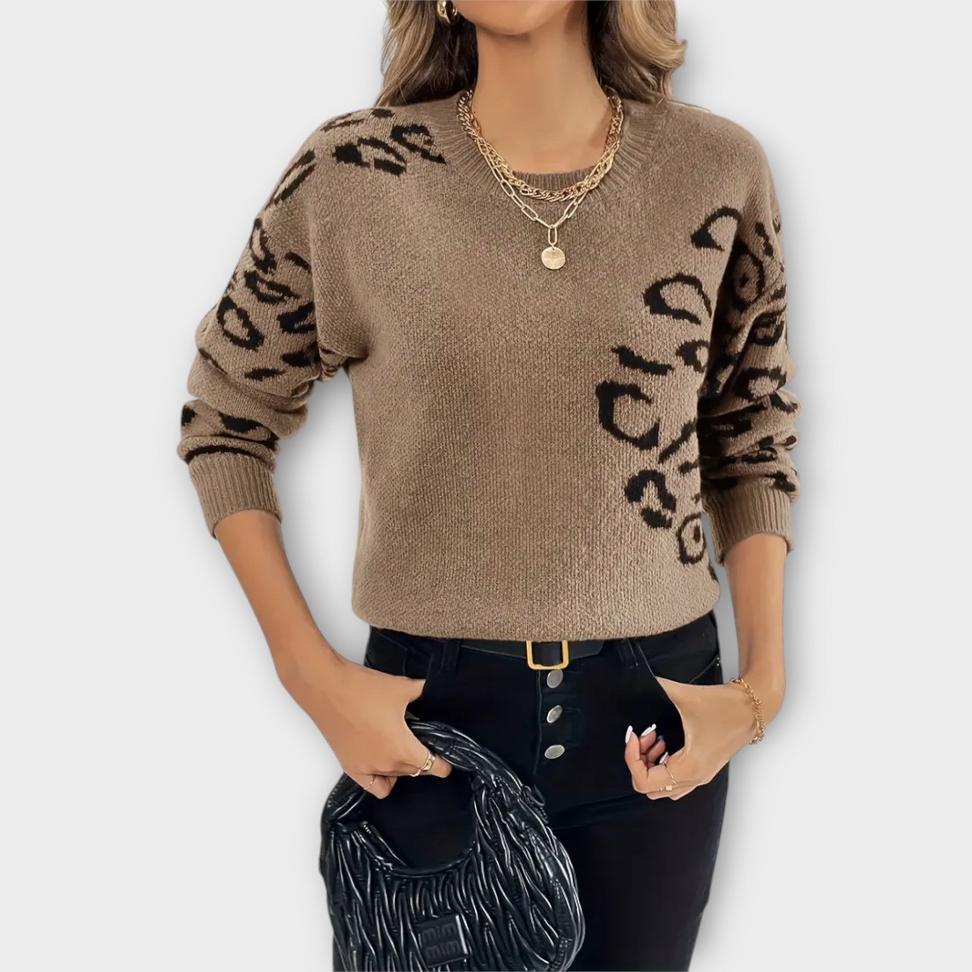 Casual sweater with lion design
