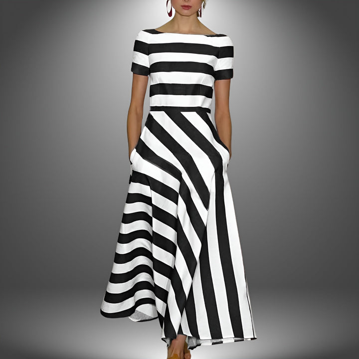 Elisa™ | Striped Maxi Dress – Bold, Elegant & Timeless