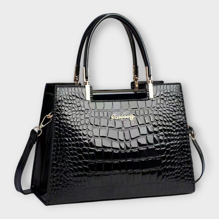 Claire - Glossy Crocodile Leather Pattern Handbag