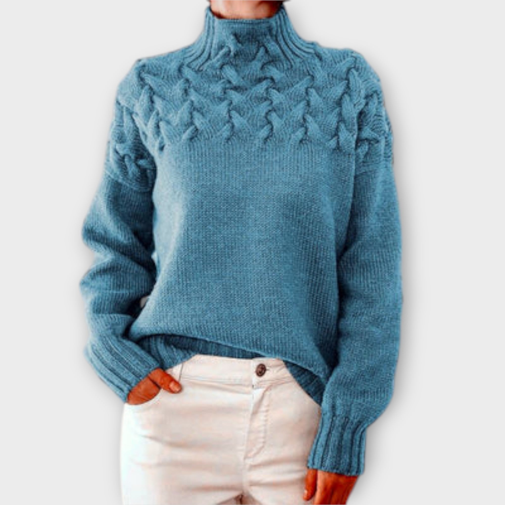 Ladies' Sweater with Cable Knit Detail