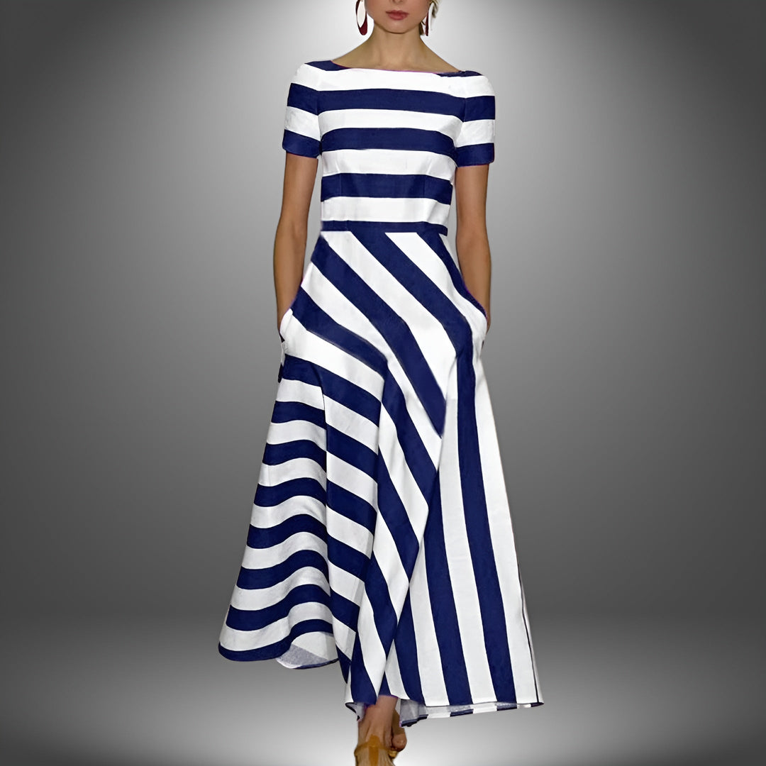 Elisa™ | Striped Maxi Dress – Bold, Elegant & Timeless