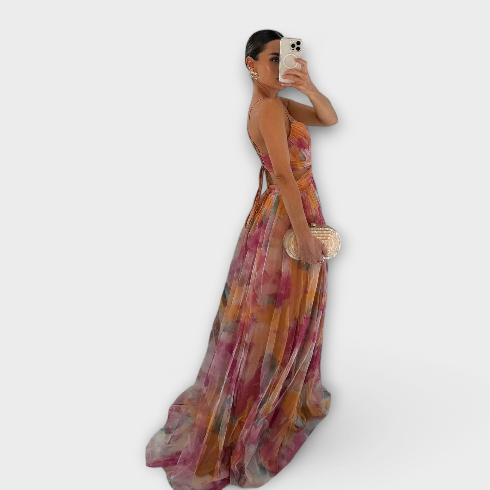 Annai Mesh Maxi Dress - Elegant and Figure-Enhancing