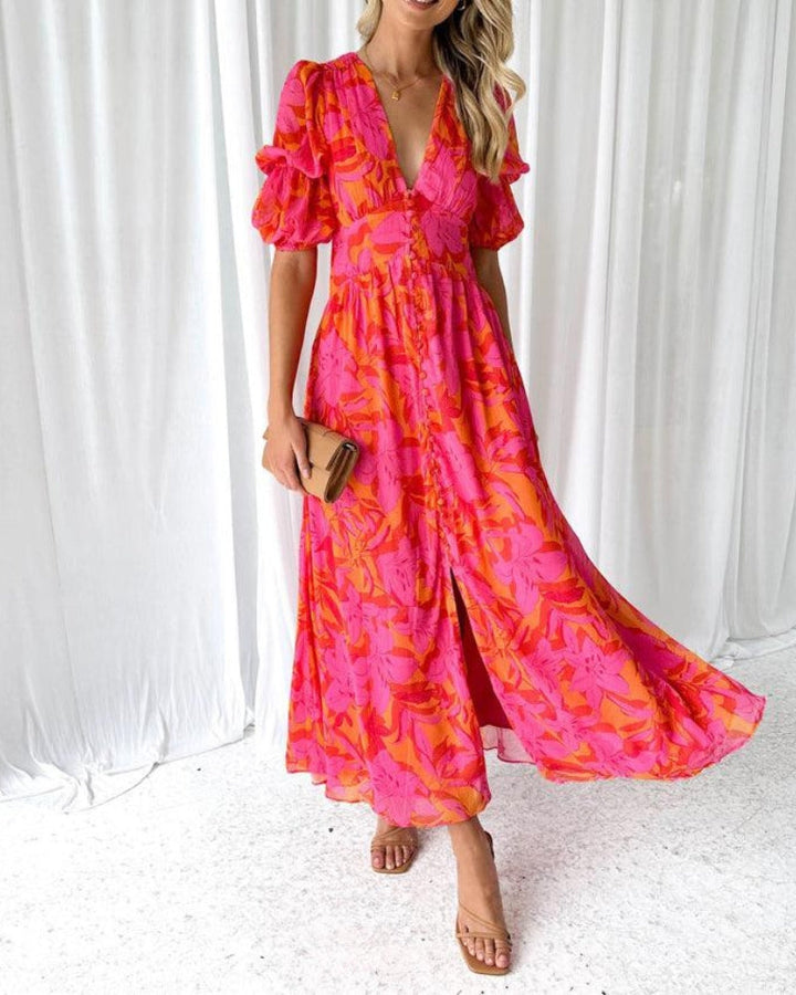 DERANA™ - RED PINK MAXI DRESS