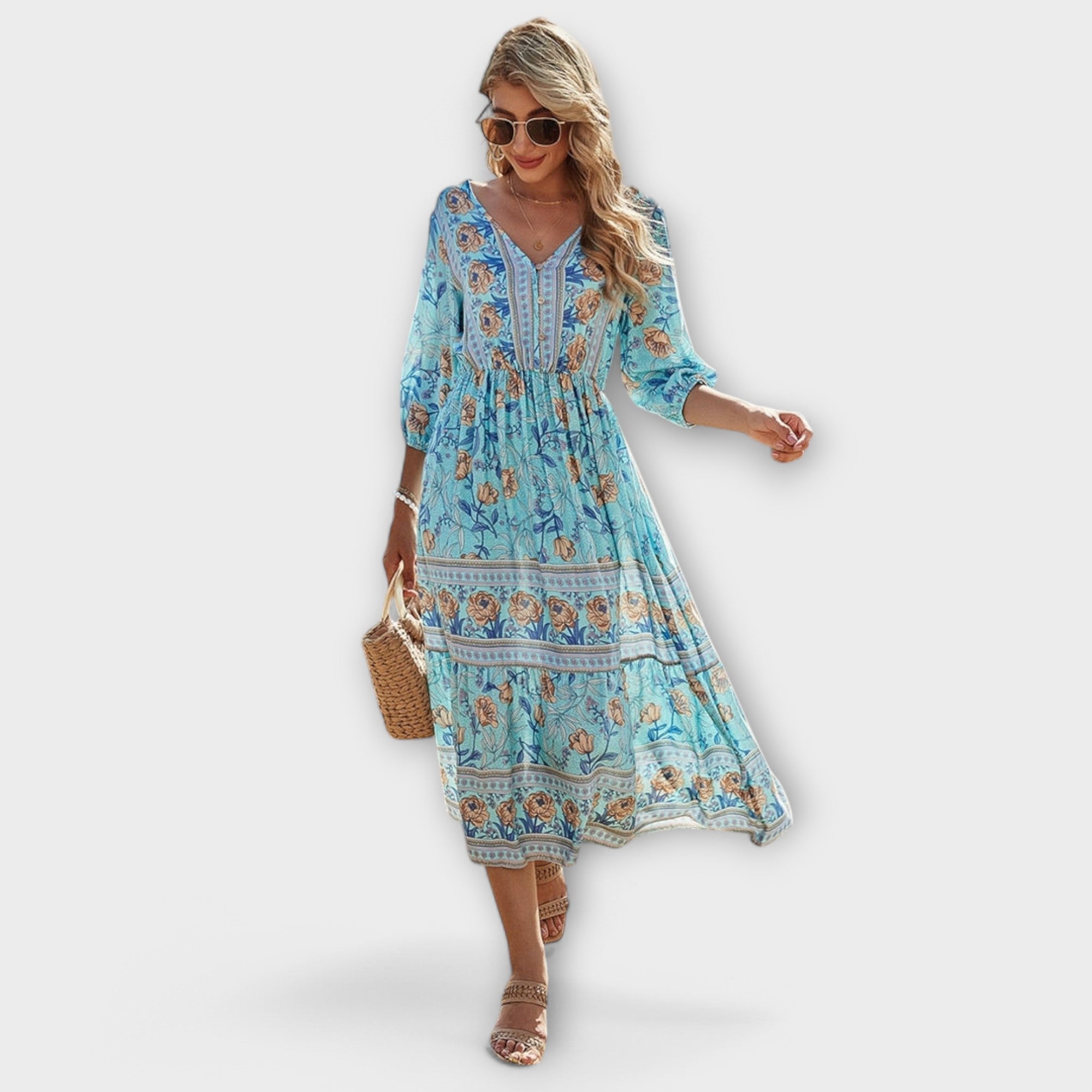 Xandra - Elegant Dress with Floral Print