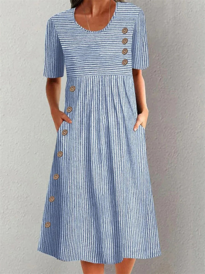 CORA | Effortlessly Elegant Striped Midi Dress