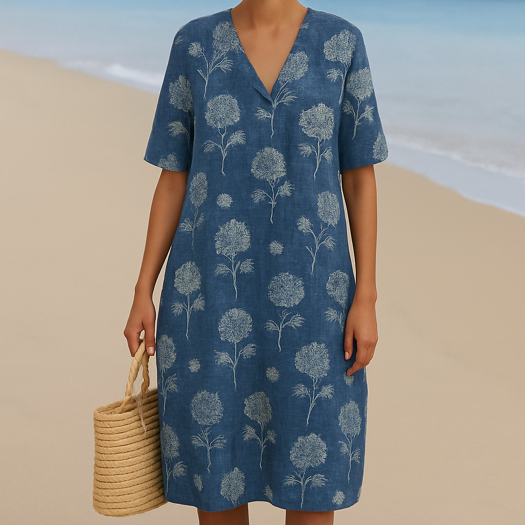 ALMA | Indigo Blue Floral Dress