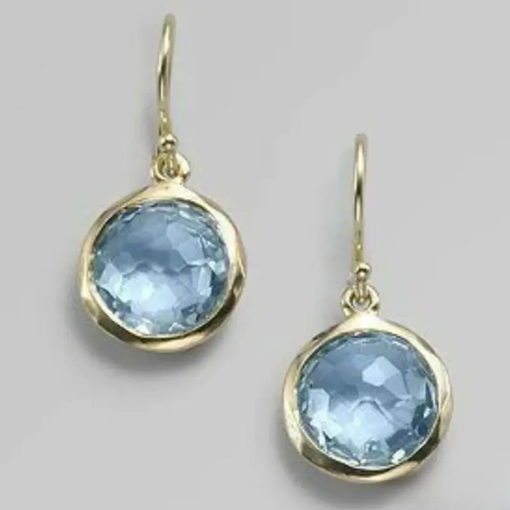 Retro Blue Crystal Earrings with Inlay