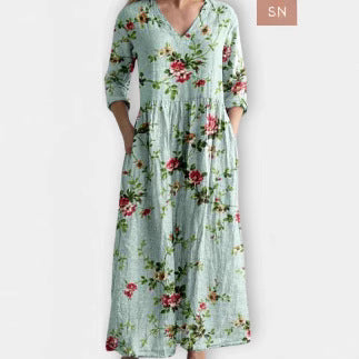 2025外贸跨境新款欧美3d印花亚马逊欧美夏季休闲宽松长袖连衣裙