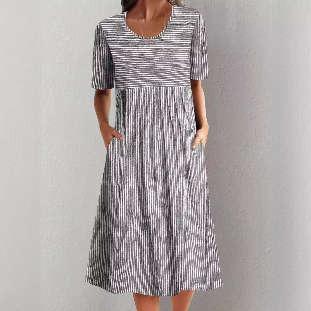 CORA | Effortlessly Elegant Striped Midi Dress