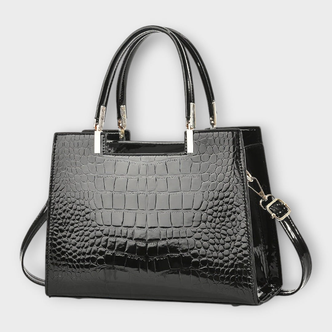 Claire - Glossy Crocodile Leather Pattern Handbag