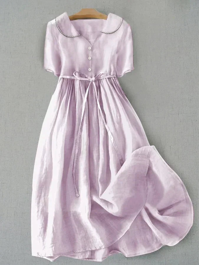 Isla - Elegant Cotton and Linen Dress with Medium Sleeves