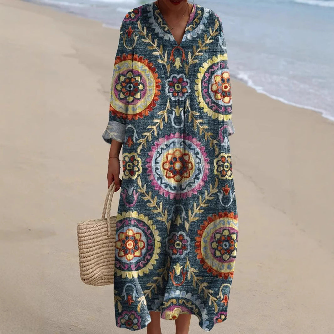 Leviana™ – Elegant dress with a geometric pattern