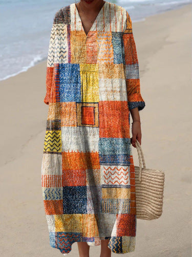 Leviana™ – Elegant dress with a geometric pattern