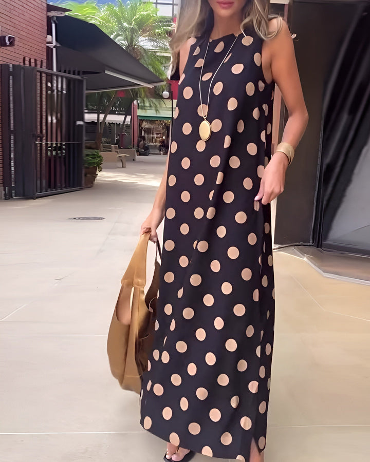Roxane | Maxi Split Dress with Polka Dots