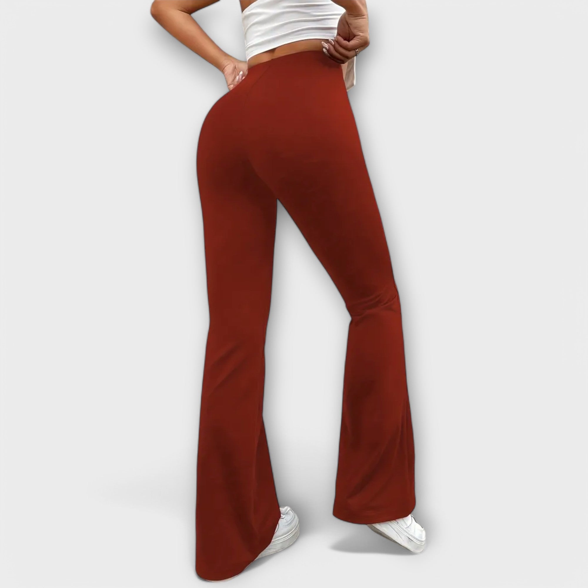 Loose trousers with flared legs