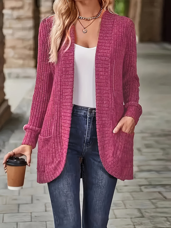 Women's Elegant Loose Fit Long Sleeve Blouse - Open Collar Casual Chic Tops with Side Pockets, Machine Washable Everyday & Formal Outfits in Mustard-Yellow - Non-Transparent All-Season Women's Clothing, Medium Elasticity, Versatile Top, Quality Stitching,