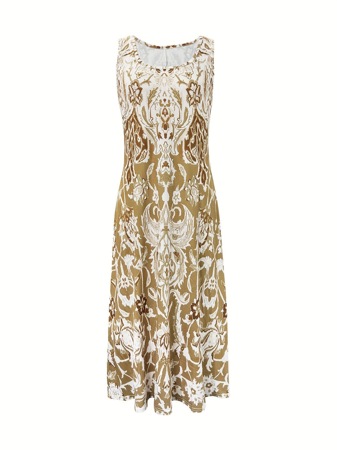 Women'S Summer Floral Print Maxi Dress - Sleeveless Square Neck A-Line Flowy Vacation Style with Pleated Design and Flowy Silhouette, Beach Attire | Flowing Maxi | A-Line Silhouette, Beach Dresses