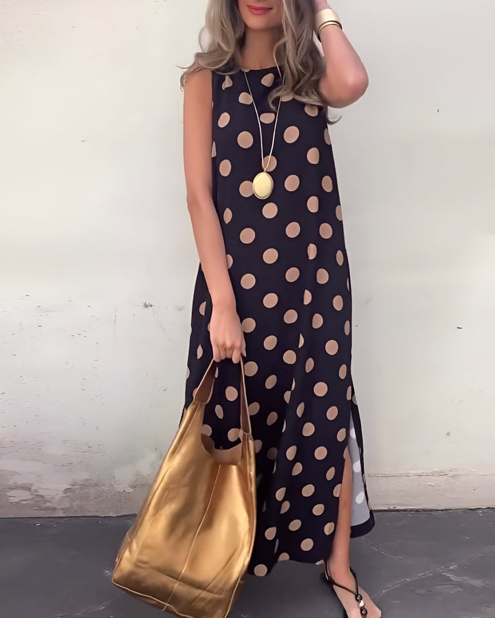 Roxane | Maxi Split Dress with Polka Dots