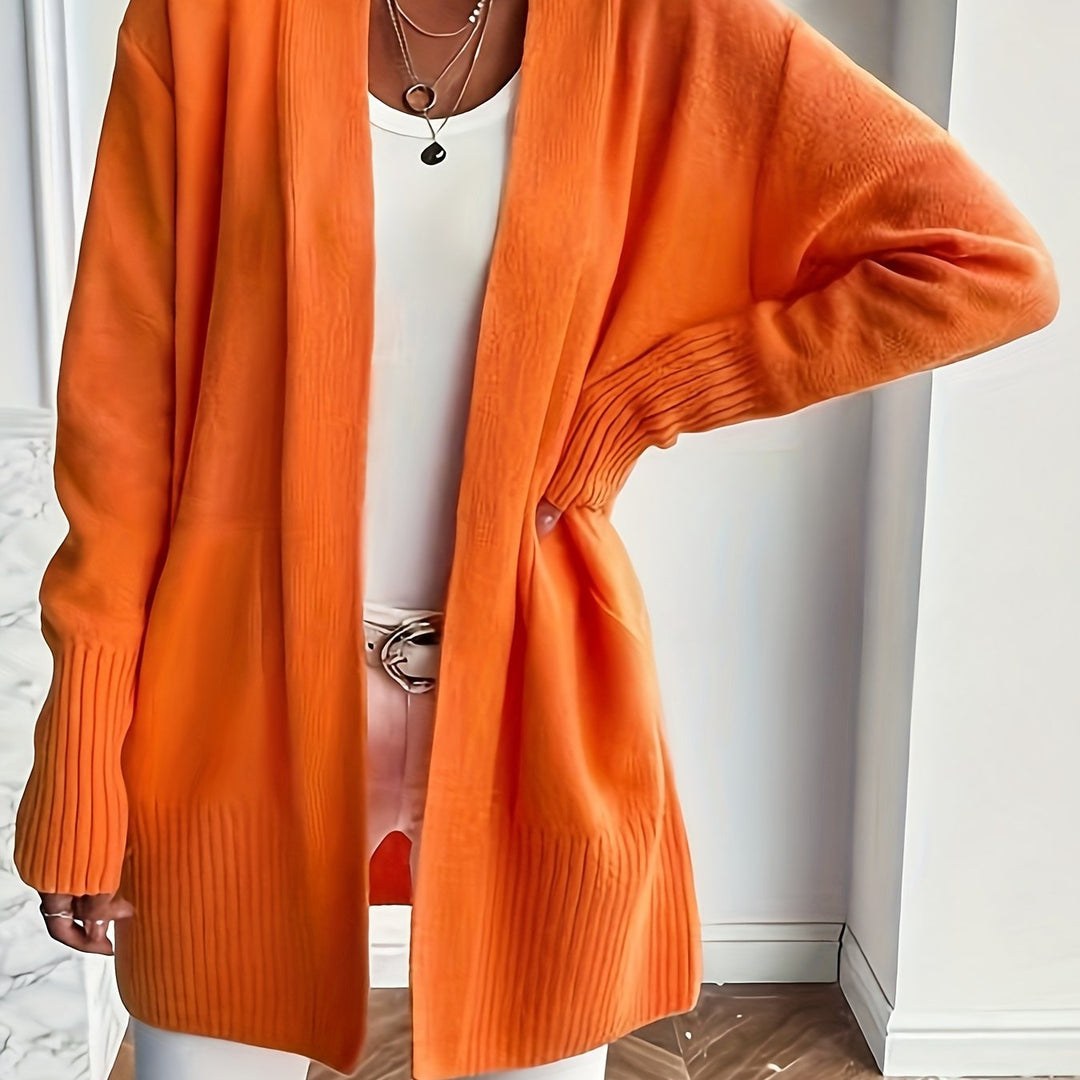 Women'S Cozy Yellow Knit Cardigan - Long Sleeve, V-Neck, Loose Fit, Fall & Winter Stylish Pullover, Autumn Winter Apparel | Vibrant Cardigan | Knit Construction, Cardigan Sweater