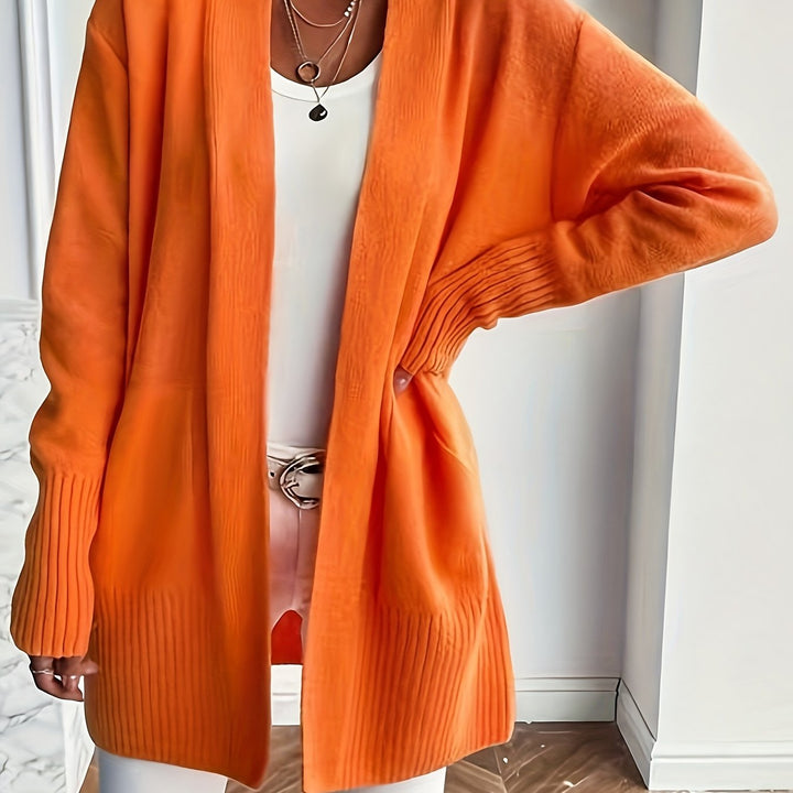 Women'S Cozy Yellow Knit Cardigan - Long Sleeve, V-Neck, Loose Fit, Fall & Winter Stylish Pullover, Autumn Winter Apparel | Vibrant Cardigan | Knit Construction, Cardigan Sweater