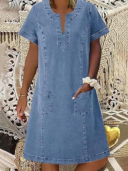 Amara™ – Effortless Denim-Look Day Dress