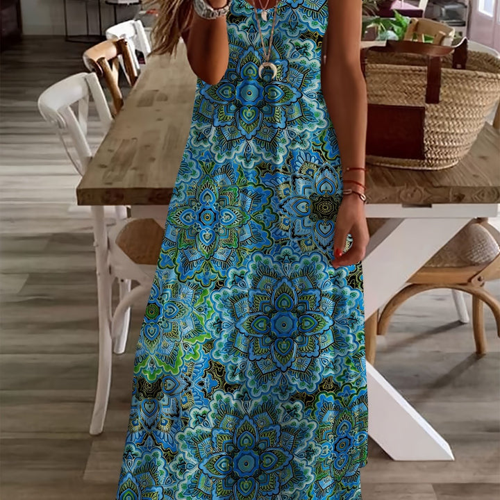 Women's Bohemian Paisley Print V-Neck Maxi Dress - Short Sleeve A-Line Machine Washable Midi Dress with Stretch Fabric for Casual & Formal Occasions, Seasonal Fashion, Elegant Style, Comfortable Fit, Fashion Lovers