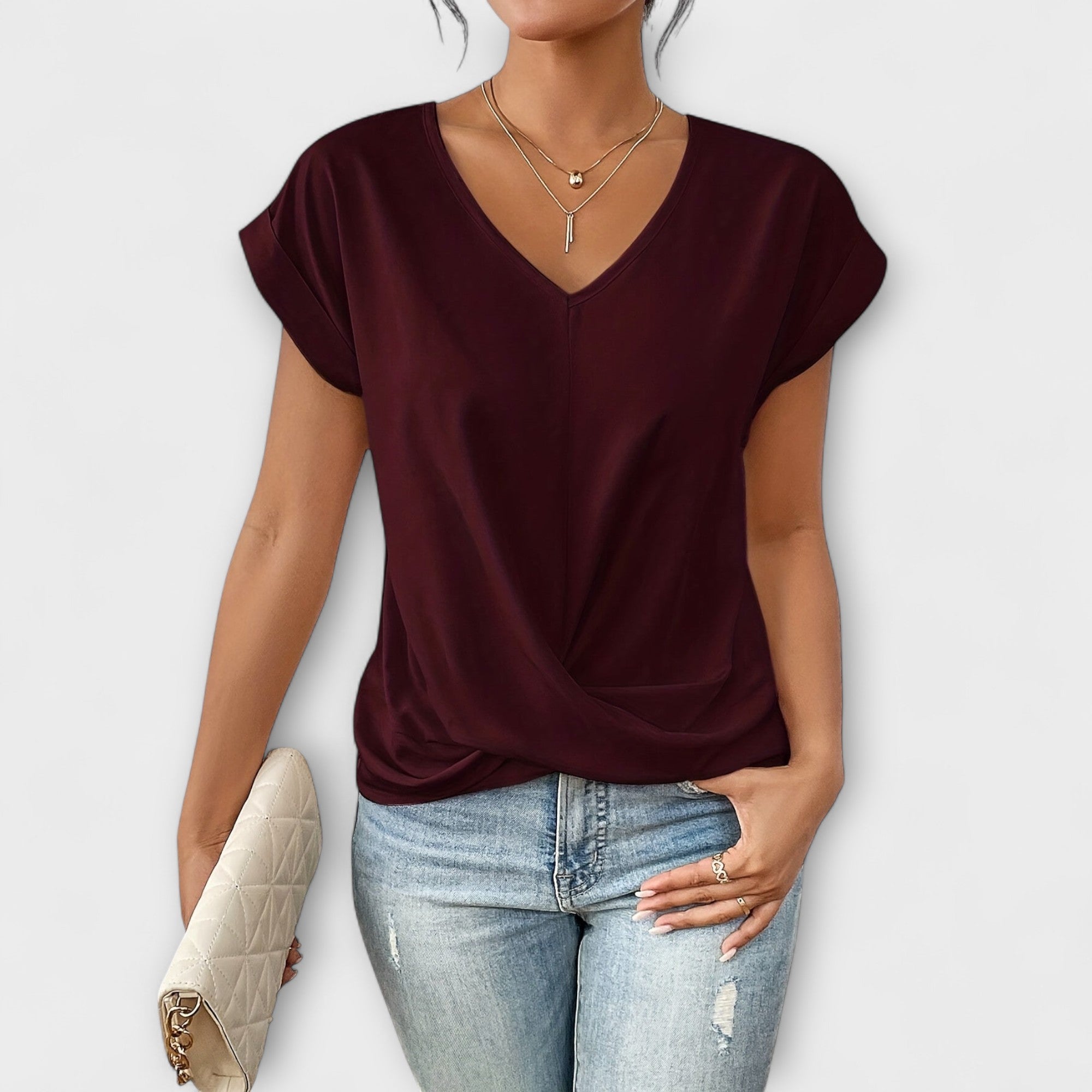 Eloise - V-neck Top with Knot Detail