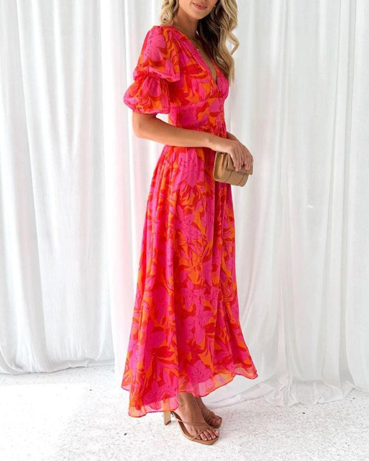 DERANA™ - RED PINK MAXI DRESS