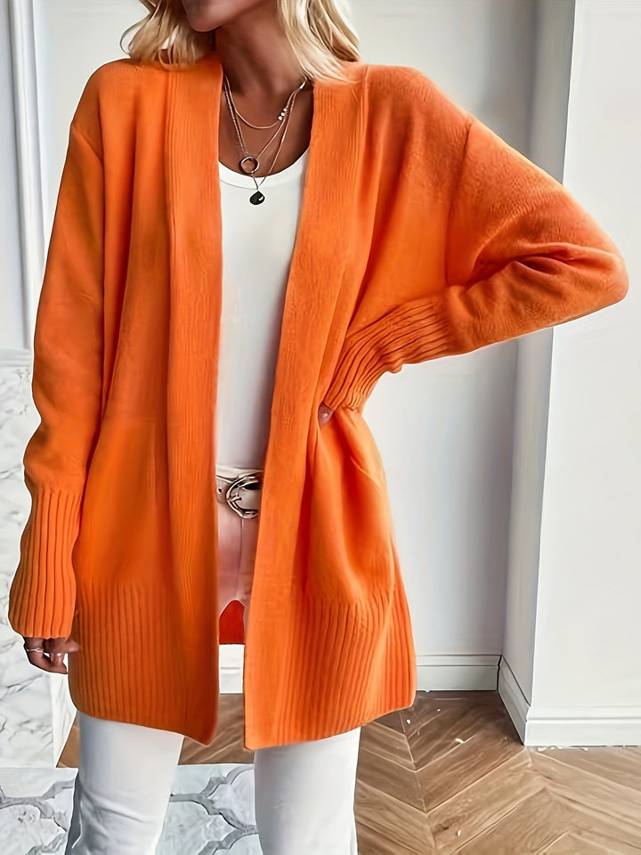 Women'S Cozy Yellow Knit Cardigan - Long Sleeve, V-Neck, Loose Fit, Fall & Winter Stylish Pullover, Autumn Winter Apparel | Vibrant Cardigan | Knit Construction, Cardigan Sweater