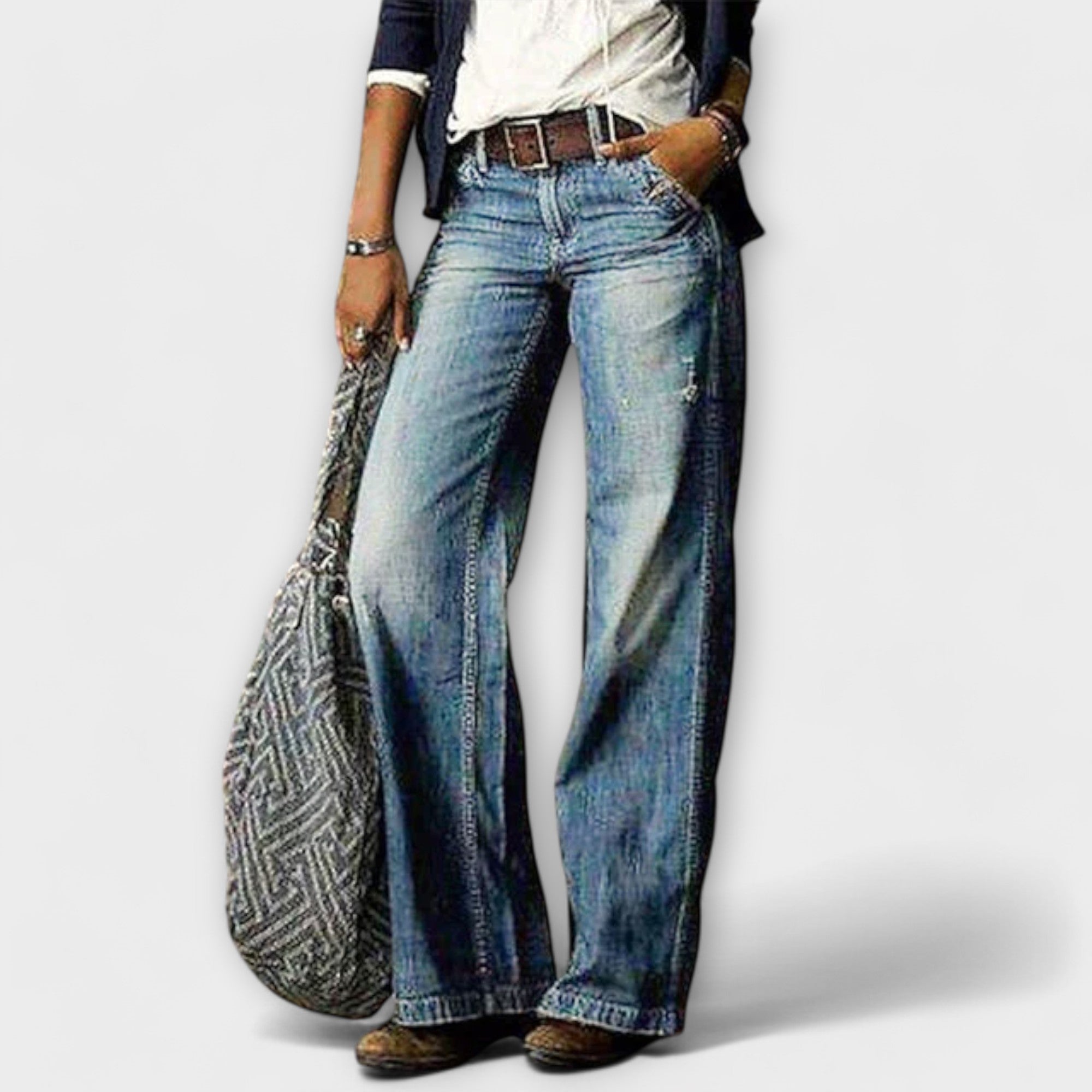 Wide Leg Denim Trousers