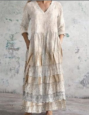 2025外贸跨境新款欧美3d印花亚马逊欧美夏季休闲宽松长袖连衣裙