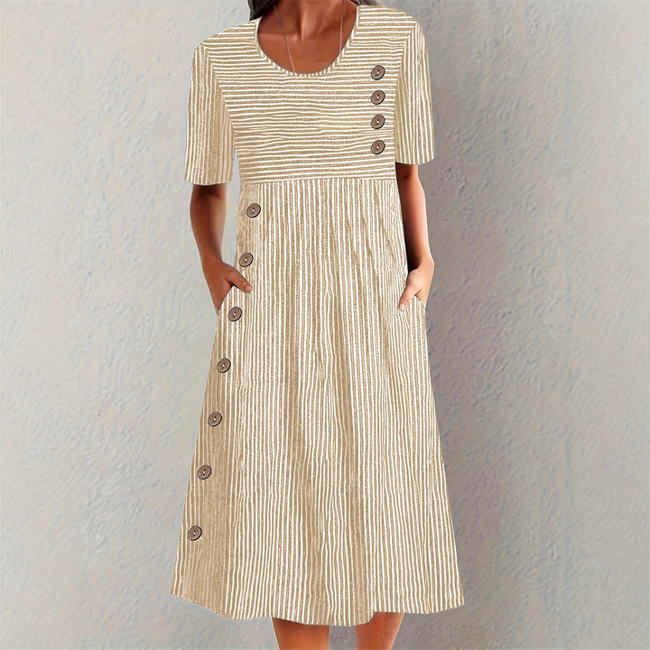 CORA | Effortlessly Elegant Striped Midi Dress