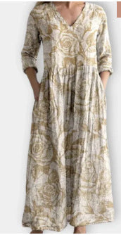 2025外贸跨境新款欧美3d印花亚马逊欧美夏季休闲宽松长袖连衣裙