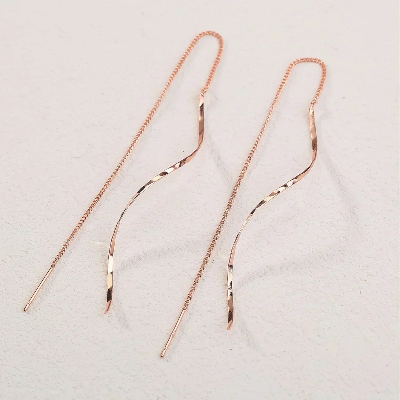 Long Earrings with Wave Design
