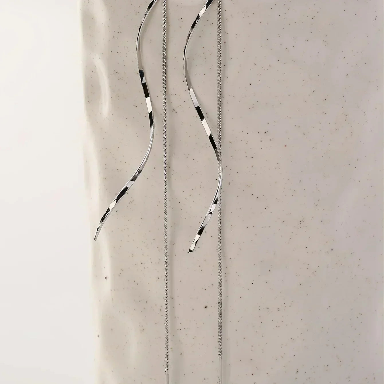 Long Earrings with Wave Design