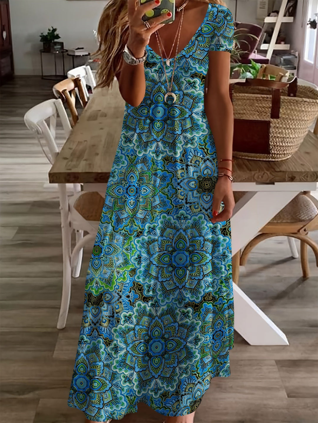 Claudine | Elegant Bohemian V-Neck Maxi Dress