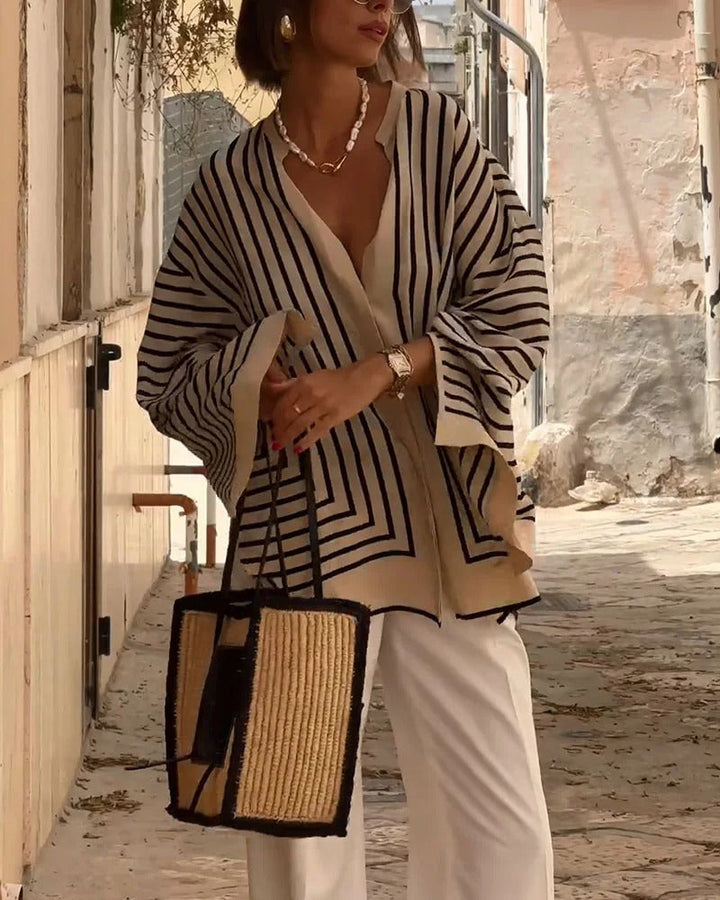 Vanessa™ - STRIPED BLOUSE WITH ELEGANT DESIGN
