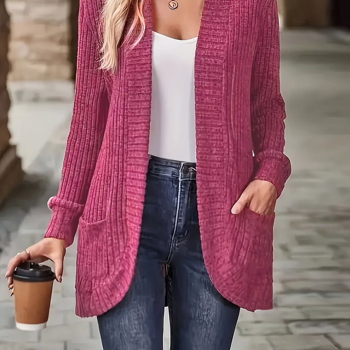 Women's Elegant Loose Fit Long Sleeve Blouse - Open Collar Casual Chic Tops with Side Pockets, Machine Washable Everyday & Formal Outfits in Mustard-Yellow - Non-Transparent All-Season Women's Clothing, Medium Elasticity, Versatile Top, Quality Stitching,