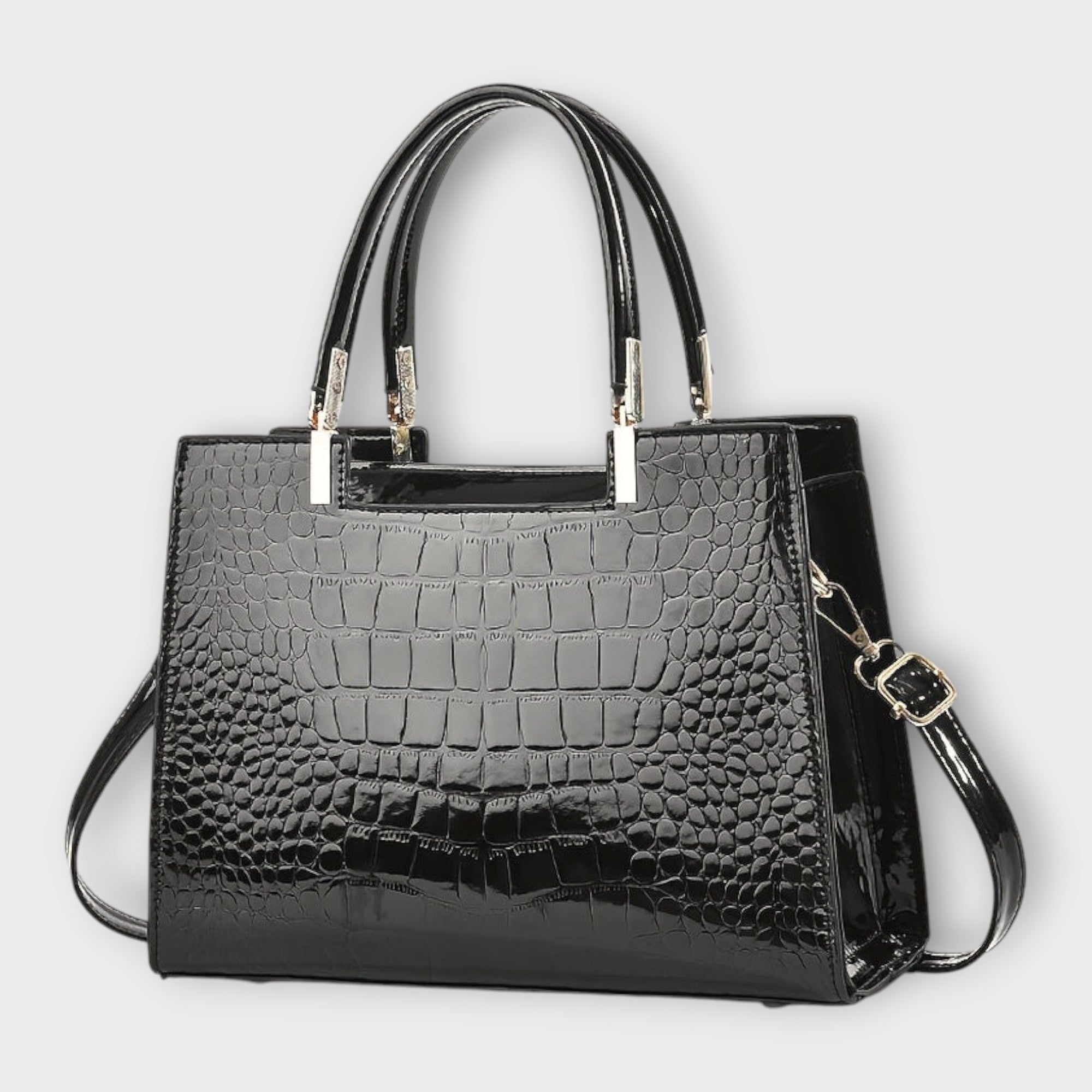 Claire - Glossy Crocodile Leather Pattern Handbag