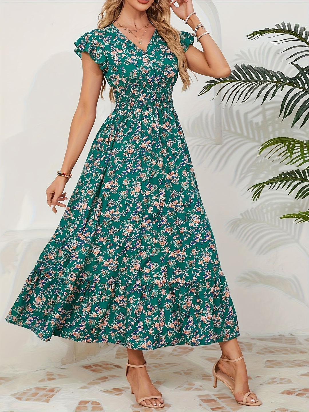 Plus Size, Plus Size Women's Floral Print Maxi Dress