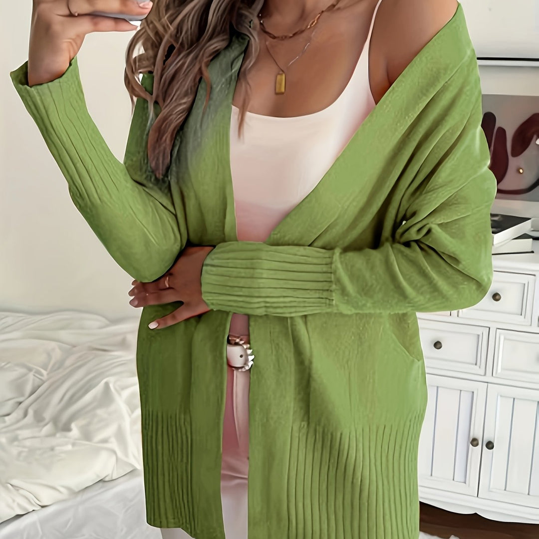 Women'S Cozy Yellow Knit Cardigan - Long Sleeve, V-Neck, Loose Fit, Fall & Winter Stylish Pullover, Autumn Winter Apparel | Vibrant Cardigan | Knit Construction, Cardigan Sweater