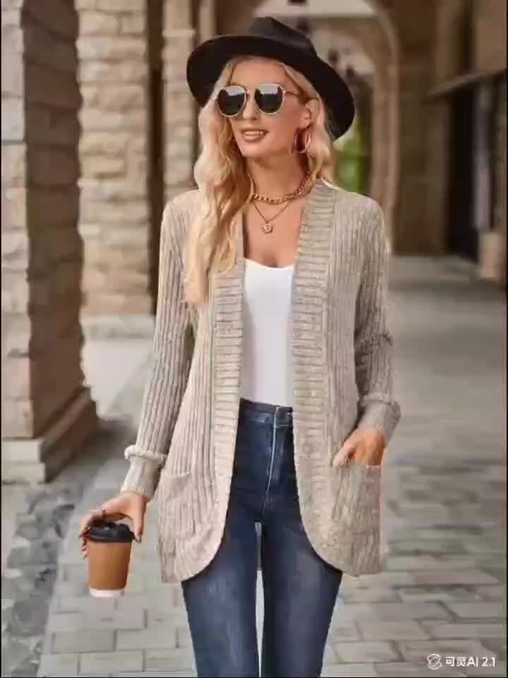 Women's Elegant Loose Fit Long Sleeve Blouse - Open Collar Casual Chic Tops with Side Pockets, Machine Washable Everyday & Formal Outfits in Mustard-Yellow - Non-Transparent All-Season Women's Clothing, Medium Elasticity, Versatile Top, Quality Stitching,