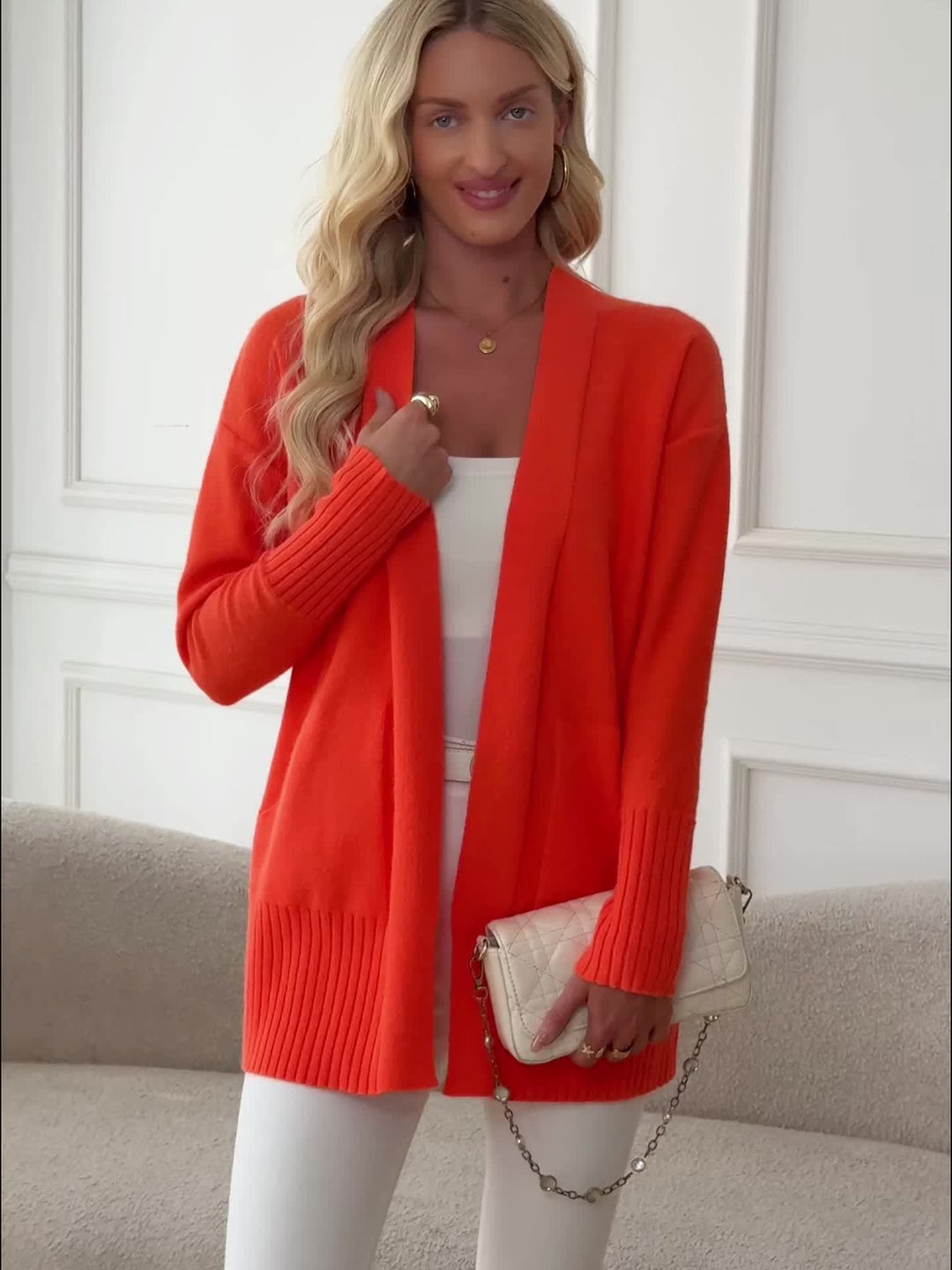 Women'S Cozy Yellow Knit Cardigan - Long Sleeve, V-Neck, Loose Fit, Fall & Winter Stylish Pullover, Autumn Winter Apparel | Vibrant Cardigan | Knit Construction, Cardigan Sweater