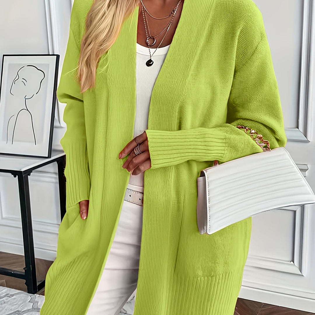 Women'S Cozy Yellow Knit Cardigan - Long Sleeve, V-Neck, Loose Fit, Fall & Winter Stylish Pullover, Autumn Winter Apparel | Vibrant Cardigan | Knit Construction, Cardigan Sweater