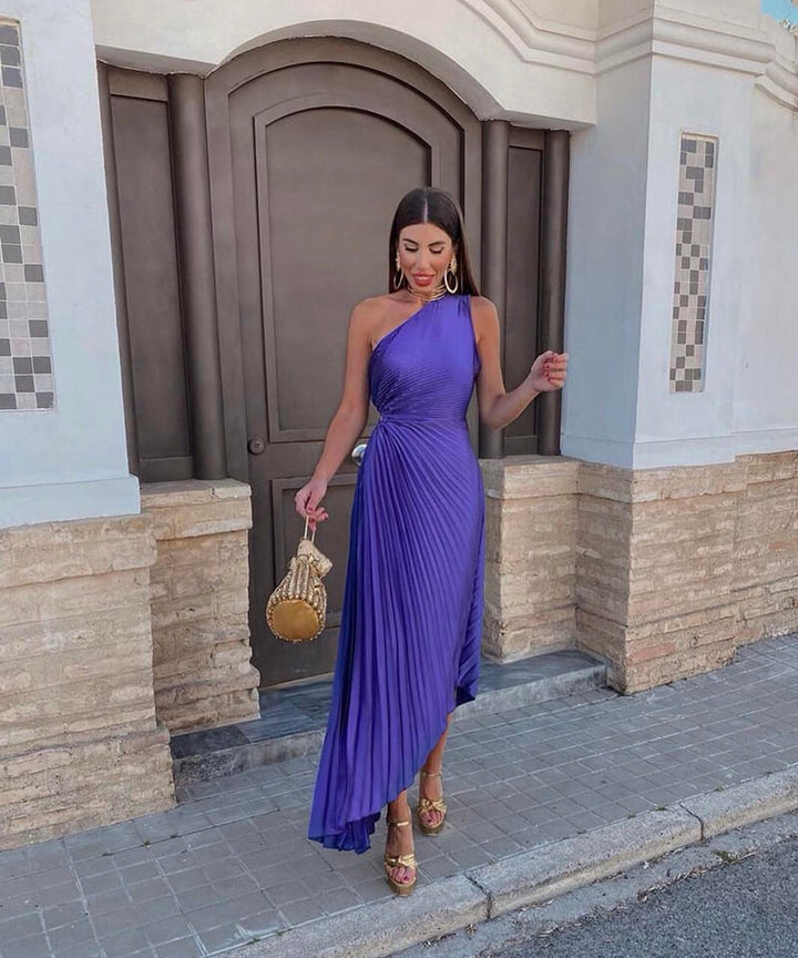 Celeste – Elegant One-Shoulder Midi Dress