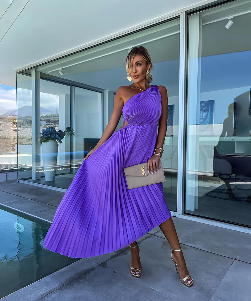 Celeste – Elegant One-Shoulder Midi Dress